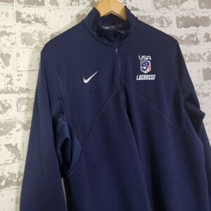 Nike Dri-FIT USA Lacrosse Quarter Zip Pullover Long Sleeve Men's Size S Navy
